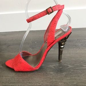 Rachel Roy Karol Coral Sandal w Stud Heel